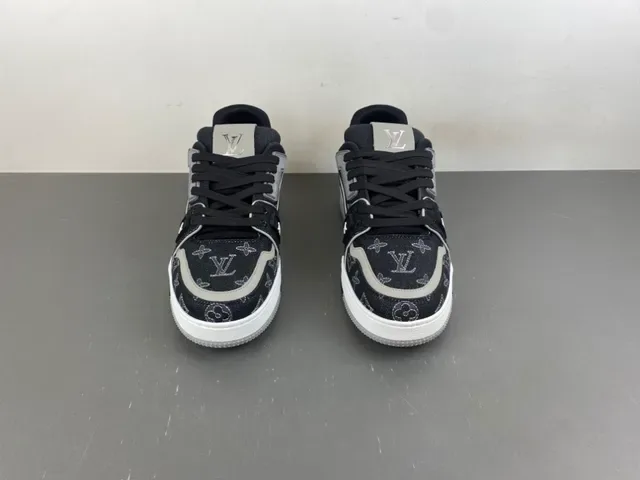 Louis Vuitton LV Trainer Black White Monogram-Print Denim Upper Sculpted Midsole Lifestyle Sneakers 11
