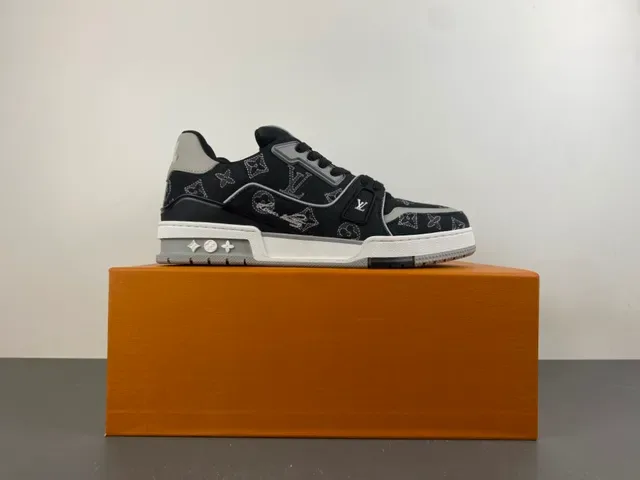 Louis Vuitton LV Trainer Black White Monogram-Print Denim Upper Sculpted Midsole Lifestyle Sneakers 15