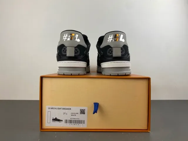 Louis Vuitton LV Trainer Black White Monogram-Print Denim Upper Sculpted Midsole Lifestyle Sneakers 17
