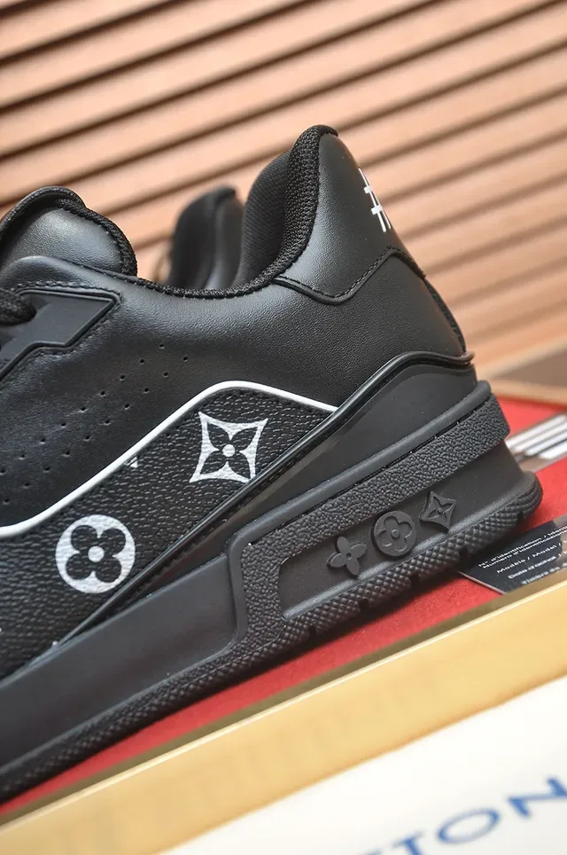 Louis Vuitton LV Trainer Black White Monogram-Print Leather Side Strap Detail Lifestyle Sneakers 2