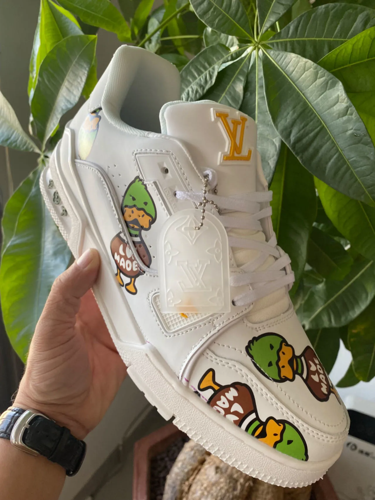 Louis Vuitton LV Trainer Black Yellow Chunky Layered Sole Synthetic Leather Upper Lifestyle Sneakers 6