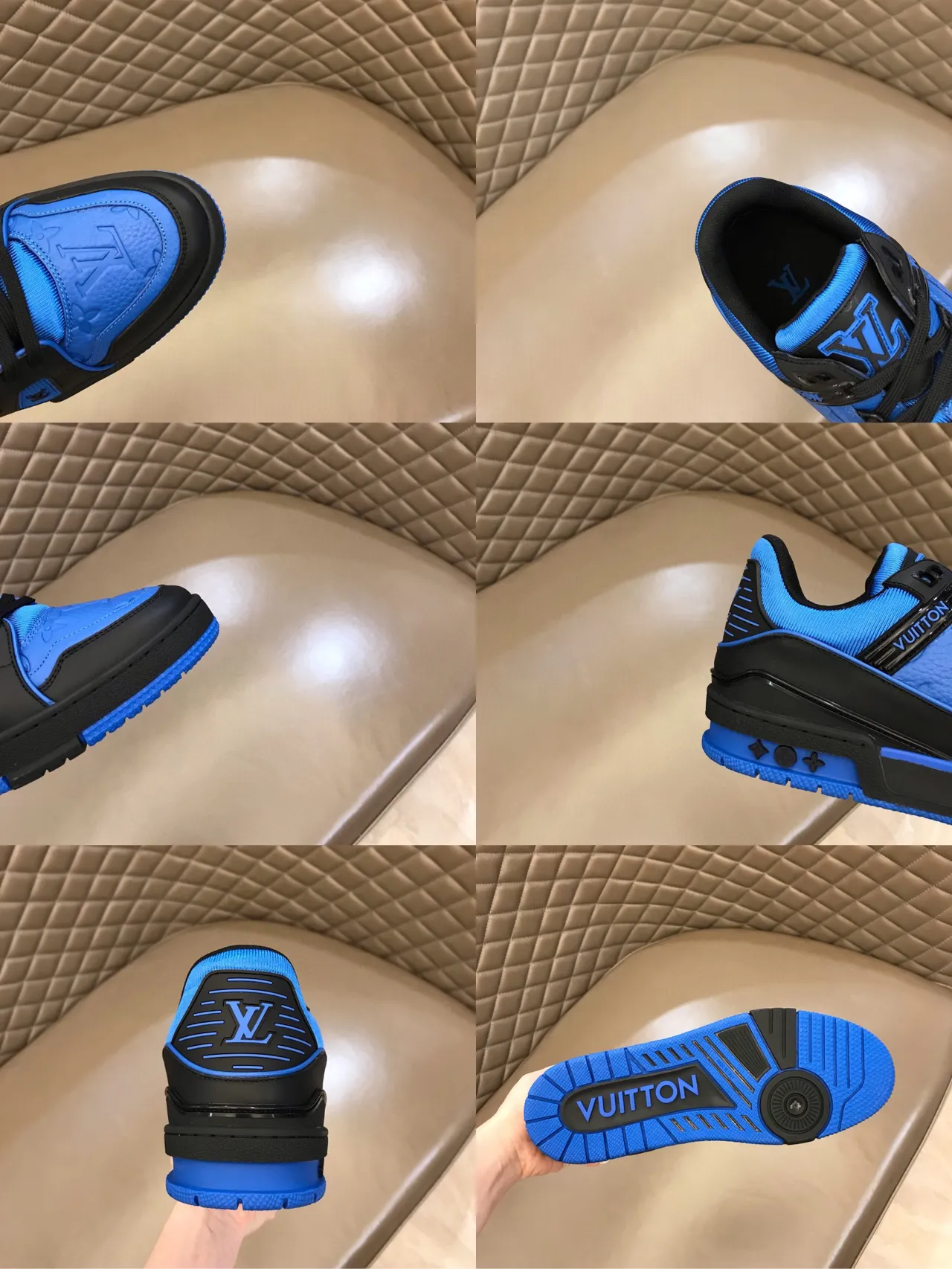 Louis Vuitton LV Trainer Blue Black Layered Synthetic Overlays Sculpted Midsole Lifestyle Sneakers 2