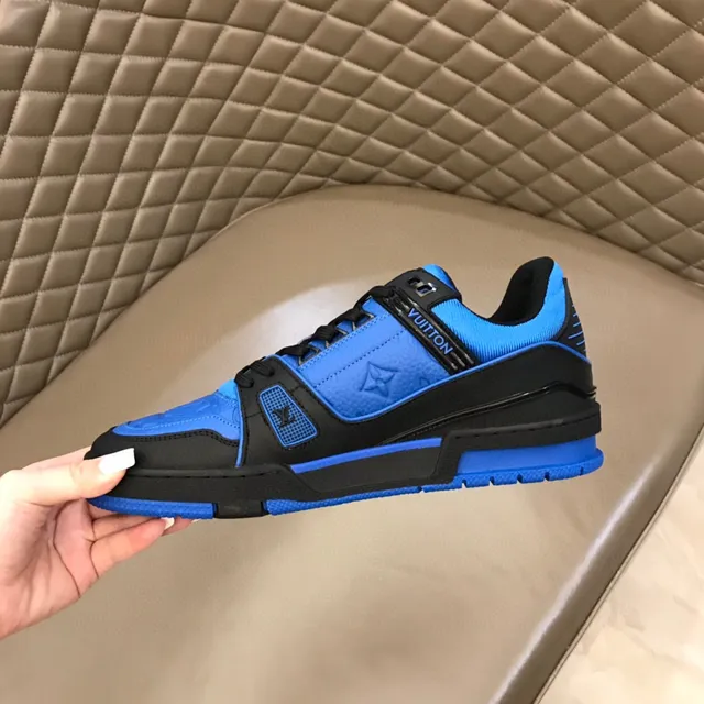 Louis Vuitton LV Trainer Blue Black Layered Synthetic Overlays Sculpted Midsole Lifestyle Sneakers 3