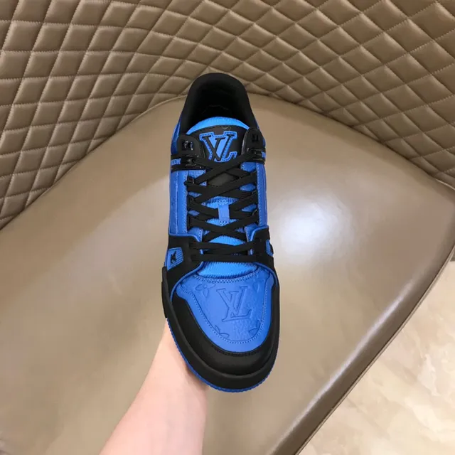 Louis Vuitton LV Trainer Blue Black Layered Synthetic Overlays Sculpted Midsole Lifestyle Sneakers 4