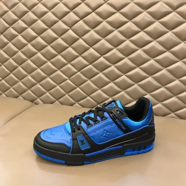 Louis Vuitton LV Trainer Blue Black Layered Synthetic Overlays Sculpted Midsole Lifestyle Sneakers 5