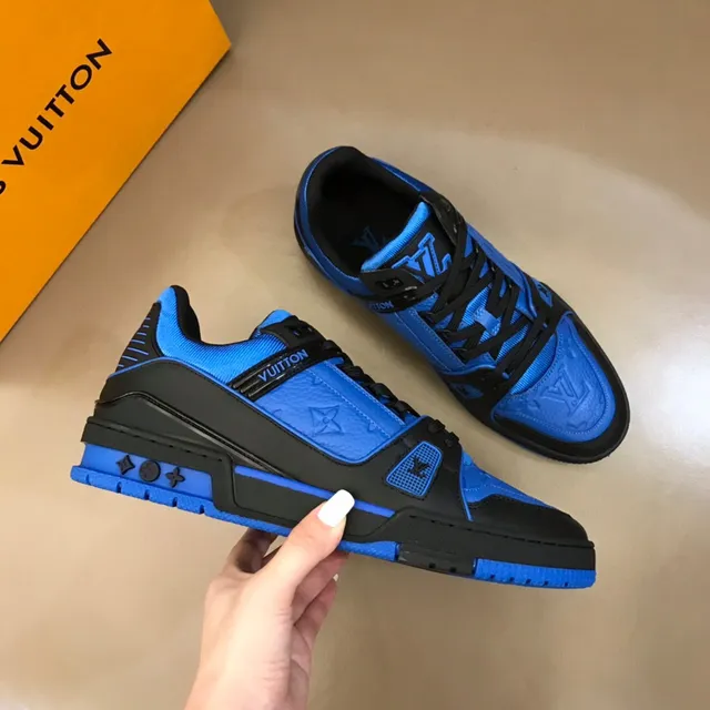 Louis Vuitton LV Trainer Blue Black Layered Synthetic Overlays Sculpted Midsole Lifestyle Sneakers 6