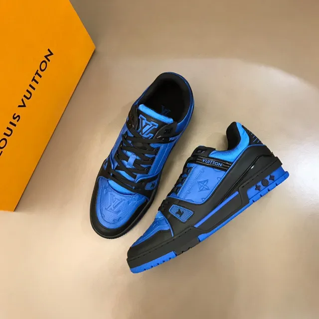 Louis Vuitton LV Trainer Blue Black Layered Synthetic Overlays Sculpted Midsole Lifestyle Sneakers 8