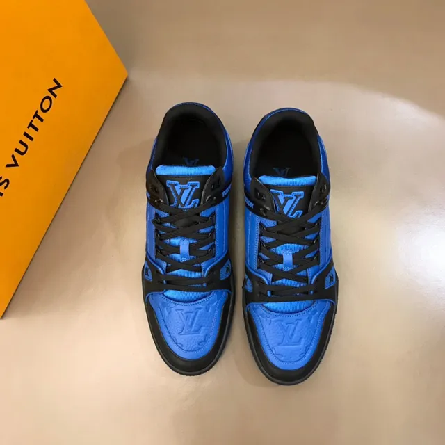 Louis Vuitton LV Trainer Blue Black Layered Synthetic Overlays Sculpted Midsole Lifestyle Sneakers 9