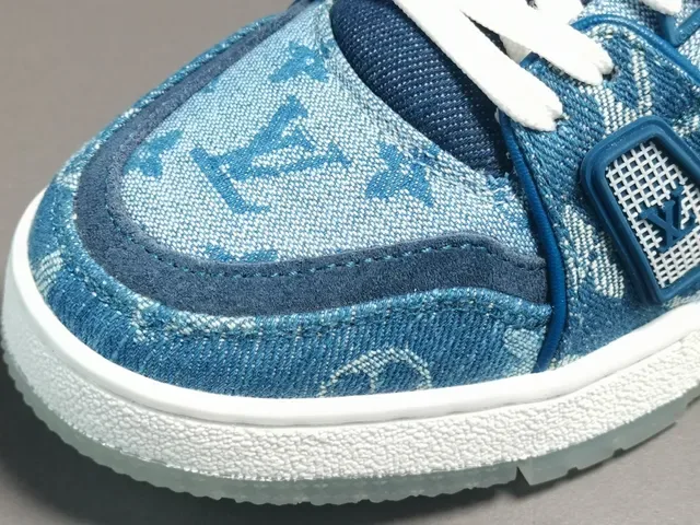Louis Vuitton LV Trainer Chaussures Lifestyle Bleu Denim Monogram Tige Double bretelle Jaula 3