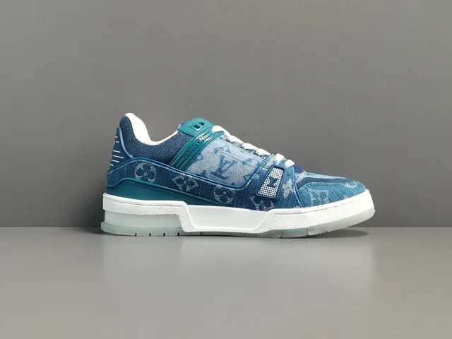 Louis Vuitton LV Trainer Chaussures Lifestyle Bleu Denim Monogram Tige Double bretelle Jaula 11