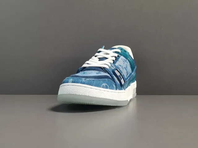 Louis Vuitton LV Trainer Chaussures Lifestyle Bleu Denim Monogram Tige Double bretelle Jaula 12