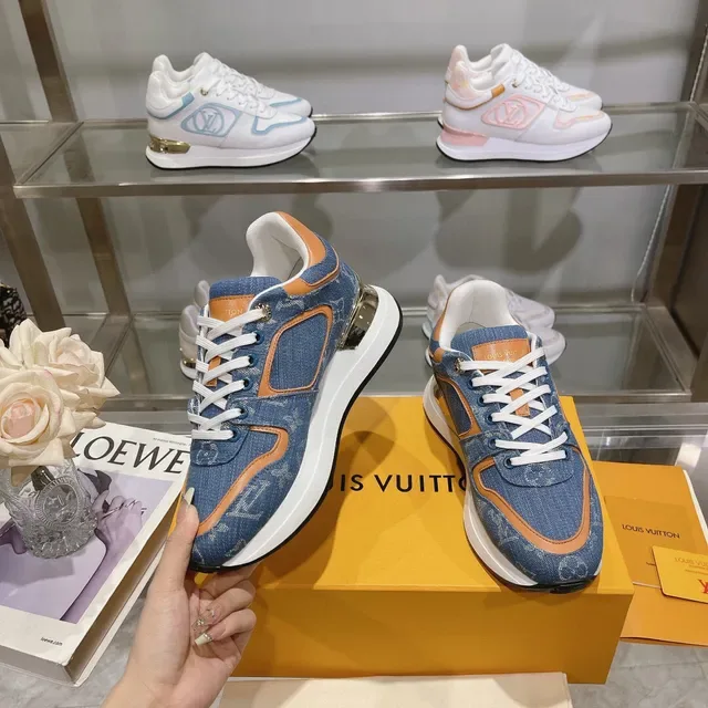 Louis Vuitton LV Trainer Blue Orange Denim Upper Monogram Print Chunky Sneakers 5