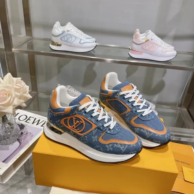 Louis Vuitton LV Trainer Blue Orange Denim Upper Monogram Print Chunky Sneakers 6