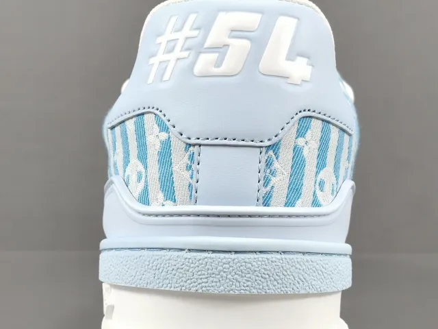 Louis Vuitton LV Trainer Blue White Monogram Jacquard Upper Striped Pattern Lifestyle Sneakers 6