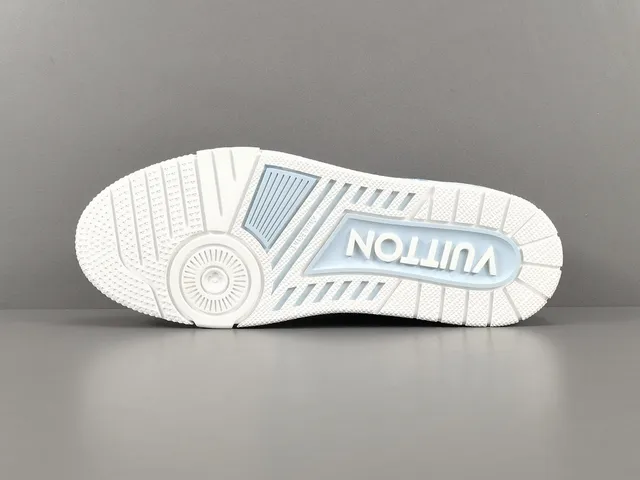 Louis Vuitton LV Trainer Blue White Monogram Jacquard Upper Striped Pattern Lifestyle Sneakers 13