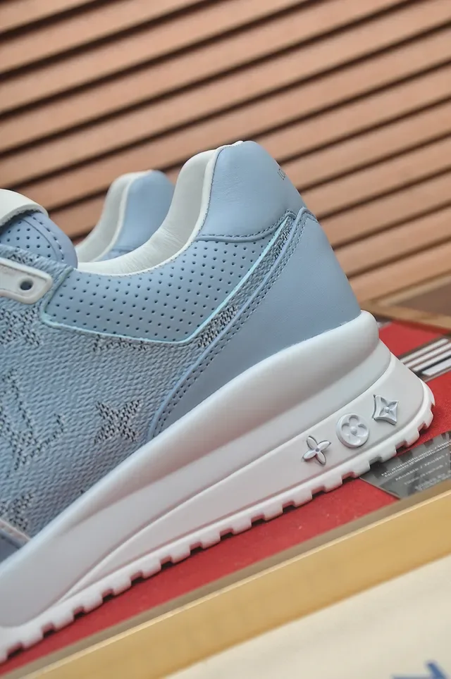 Louis Vuitton LV Trainer Blue White Monogrammed Mesh Upper Sculpted Midsole Sneakers 2