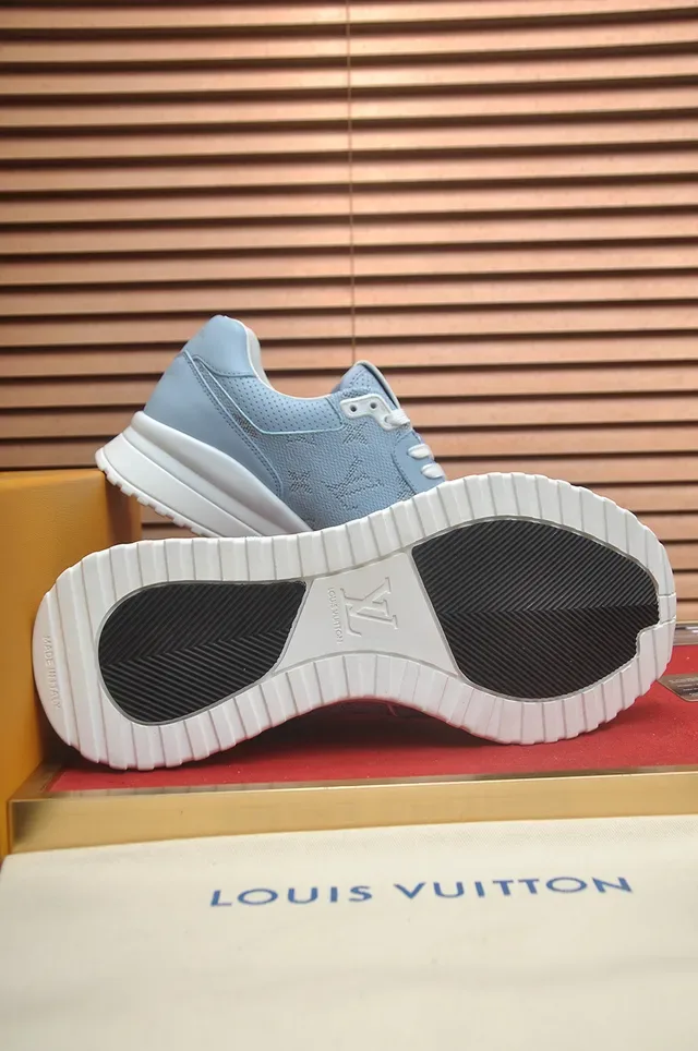 Louis Vuitton LV Trainer Blue White Monogrammed Mesh Upper Sculpted Midsole Sneakers 3