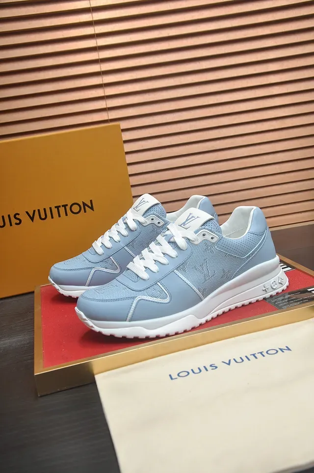 Louis Vuitton LV Trainer Blue White Monogrammed Mesh Upper Sculpted Midsole Sneakers 4