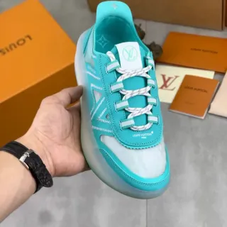Louis Vuitton LV Trainer Blue White Turquoise And Colorway Layered Synthetic Upper Lifestyle Sneakers
