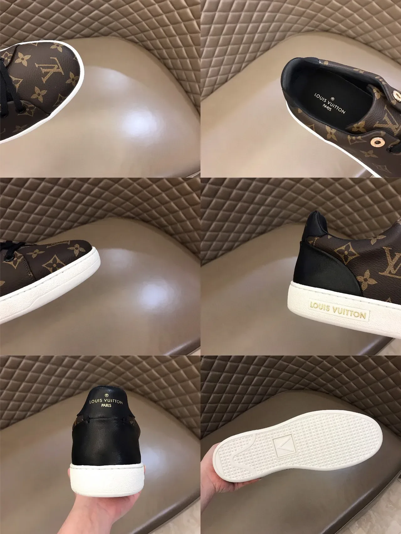 Louis Vuitton LV Trainer Marron Noir Monogram Canvas Cuir Contrefort Talon Sneakers Lifestyle 2