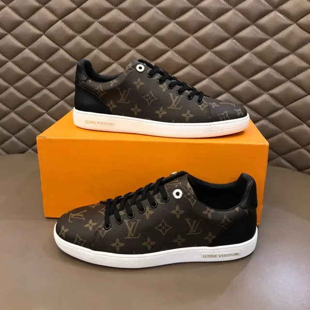 Louis Vuitton LV Trainer Marron Noir Monogram Canvas Cuir Contrefort Talon Sneakers Lifestyle 7