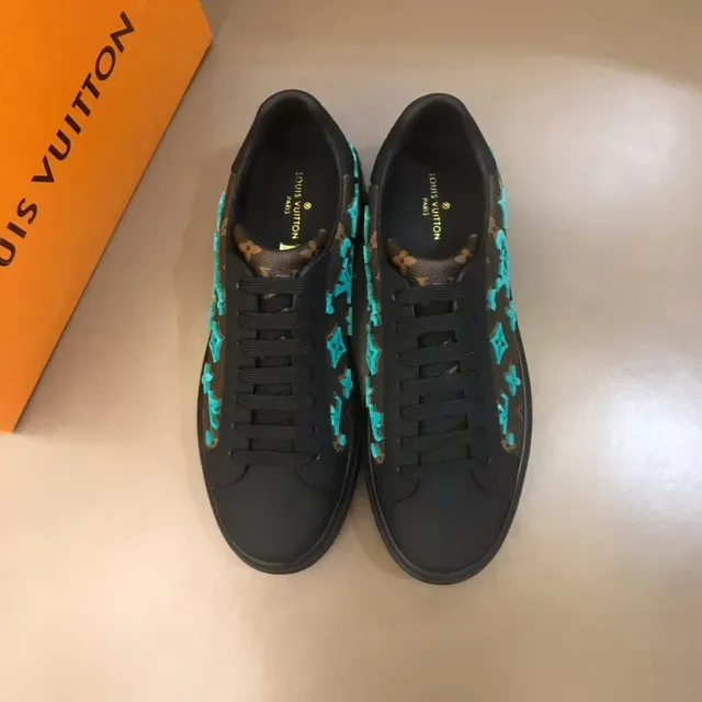 Louis Vuitton LV Trainer Brown Blue Monogram Canvas Turquoise Embroidered Logos Lifestyle Sneakers 9