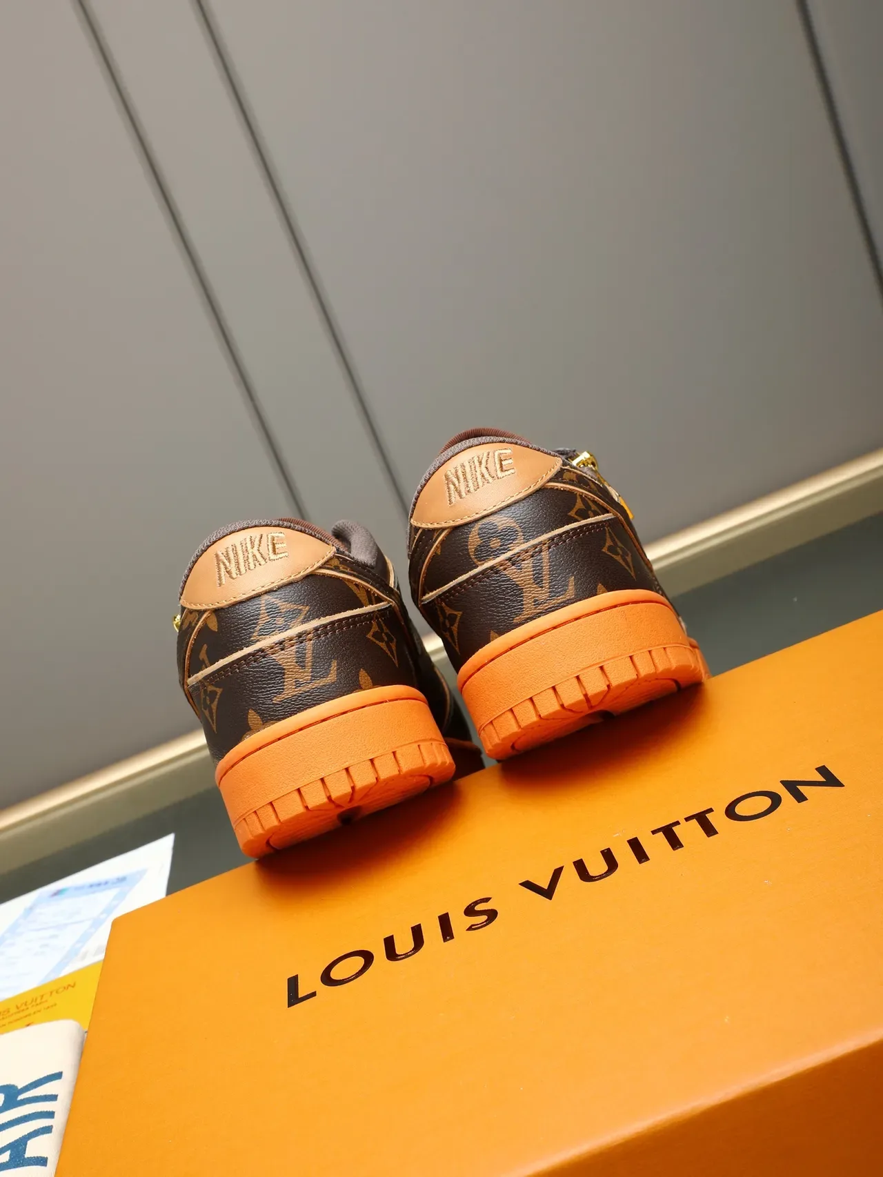 Louis Vuitton LV Trainer Brown Orange Monogram Canvas Side Zipper Lifestyle Sneakers 3
