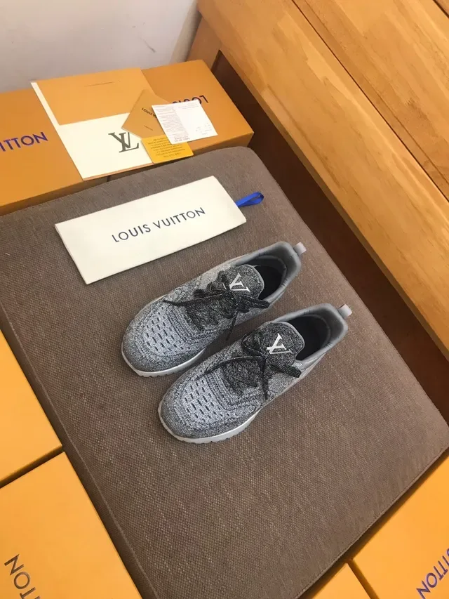 Louis Vuitton LV Trainer Gray Black Knit Upper Sculpted White Sole Lifestyle Sneakers 3