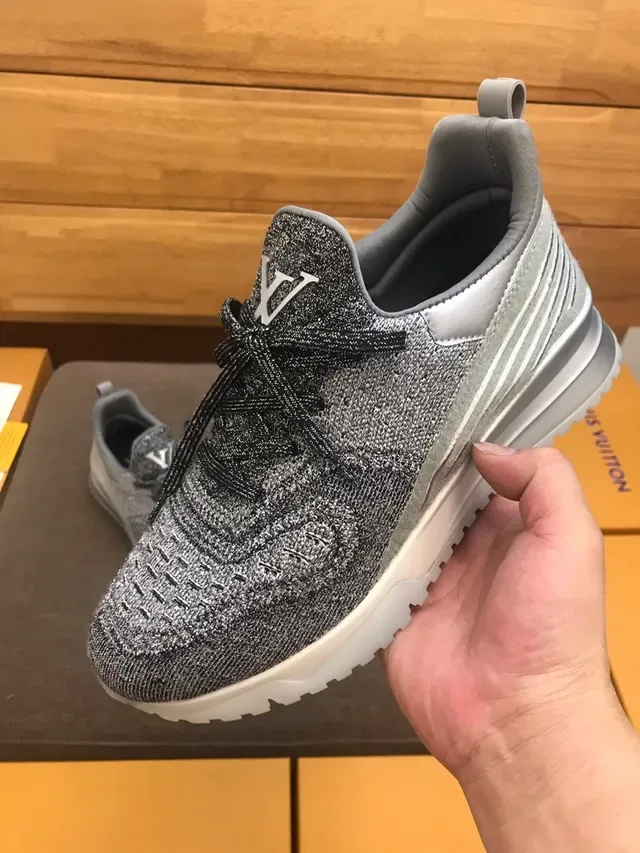 Louis Vuitton LV Trainer Gray Black Knit Upper Sculpted White Sole Lifestyle Sneakers 4