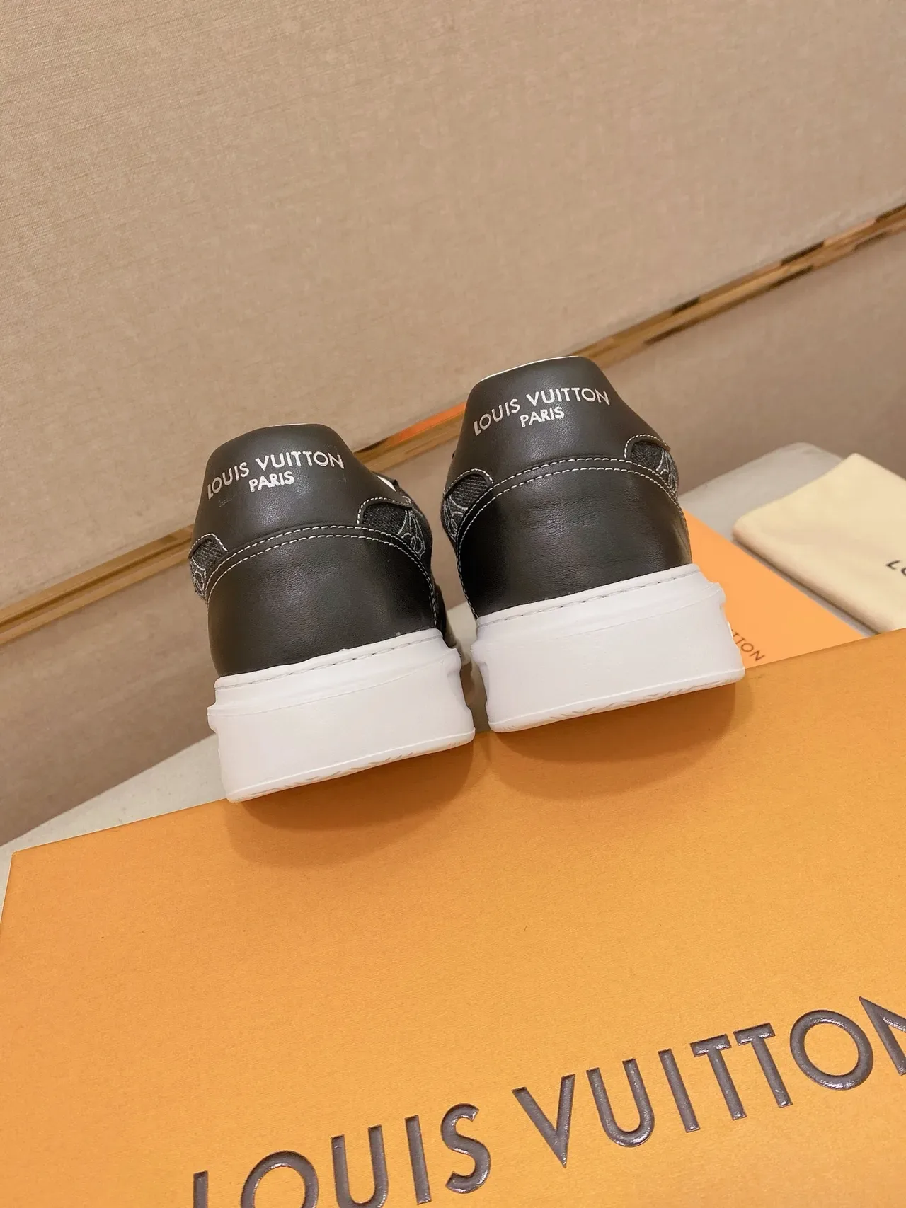 Louis Vuitton LV Trainer Gray White Monogram-Printed Textile Smooth Leather Accents Lifestyle Sneakers 3