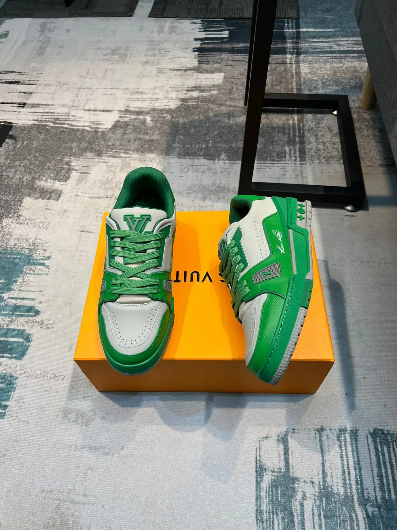 Louis Vuitton LV Trainer Green White Low-Top Layered Leather And Synthetic Upper Lifestyle Sneakers 5