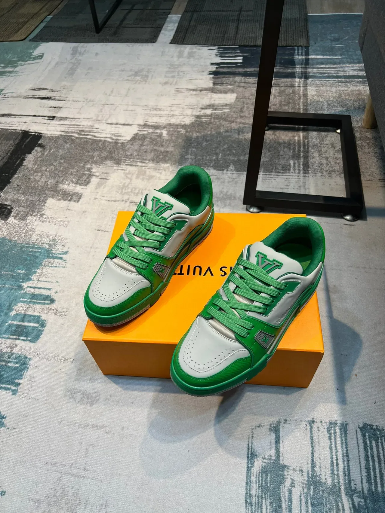 Louis Vuitton LV Trainer Green White Low-Top Layered Leather And Synthetic Upper Lifestyle Sneakers 6