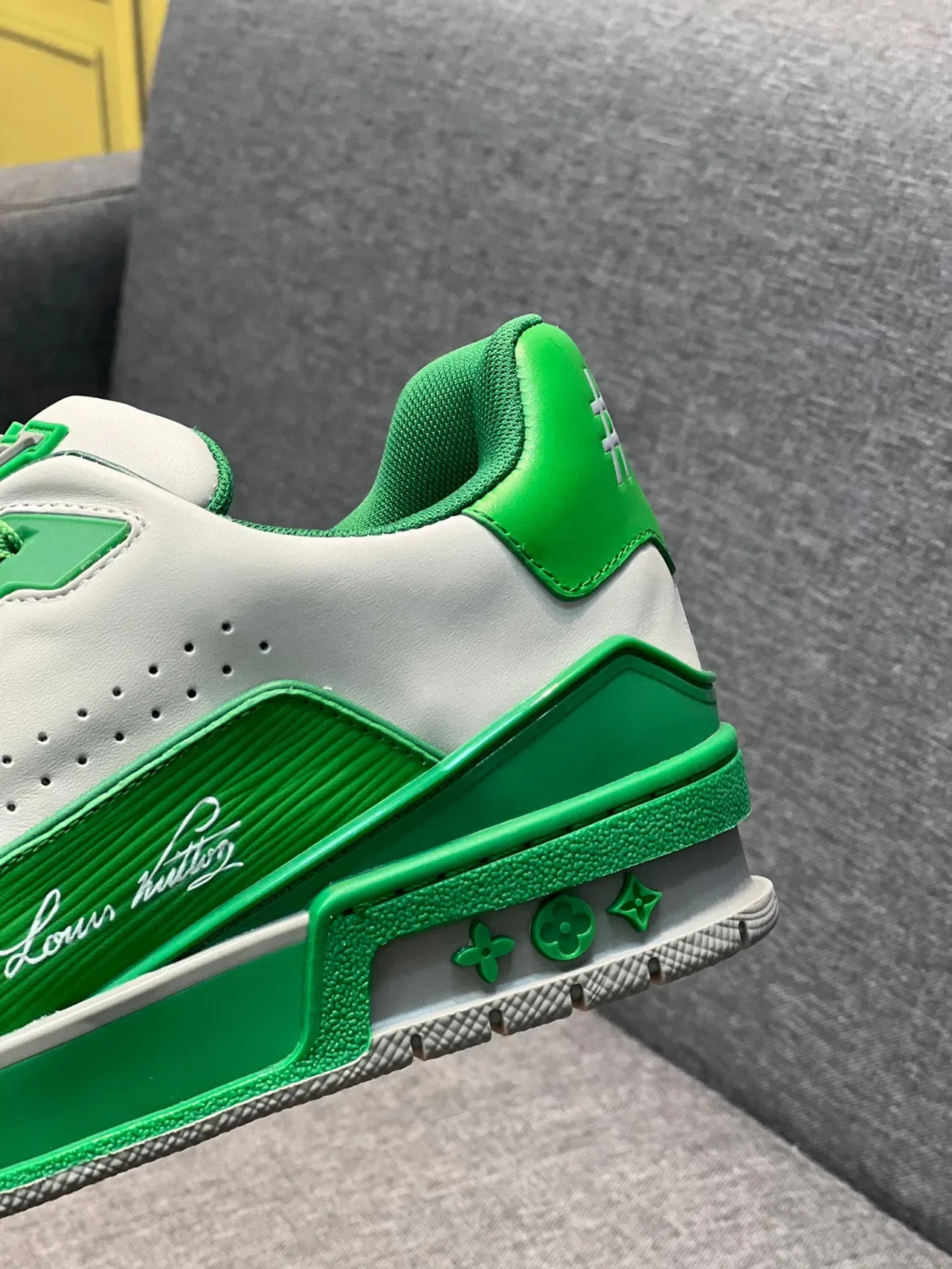 Louis Vuitton LV Trainer Green White Low-Top Layered Leather And Synthetic Upper Lifestyle Sneakers 8