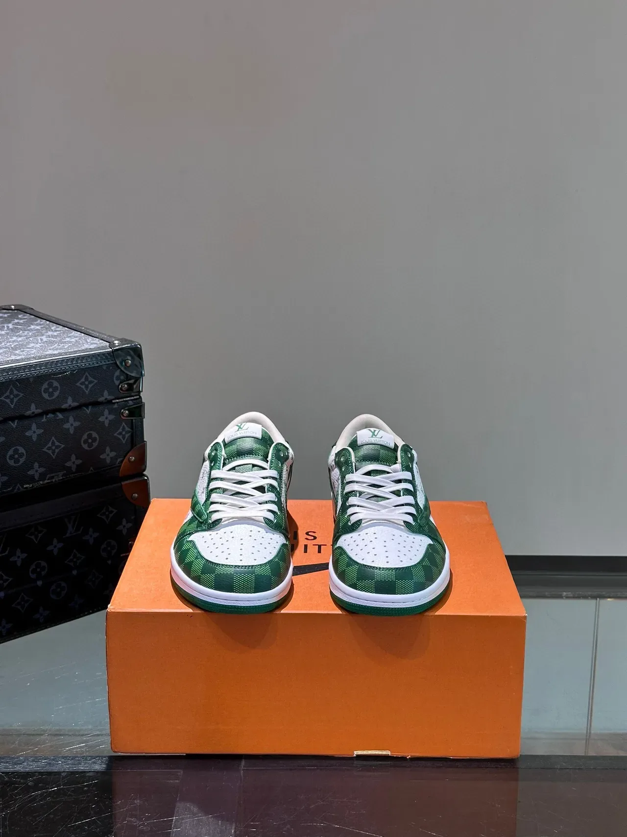 Louis Vuitton LV Trainer Green White Low-Top Monogram-Print Lifestyle Sneakers 2