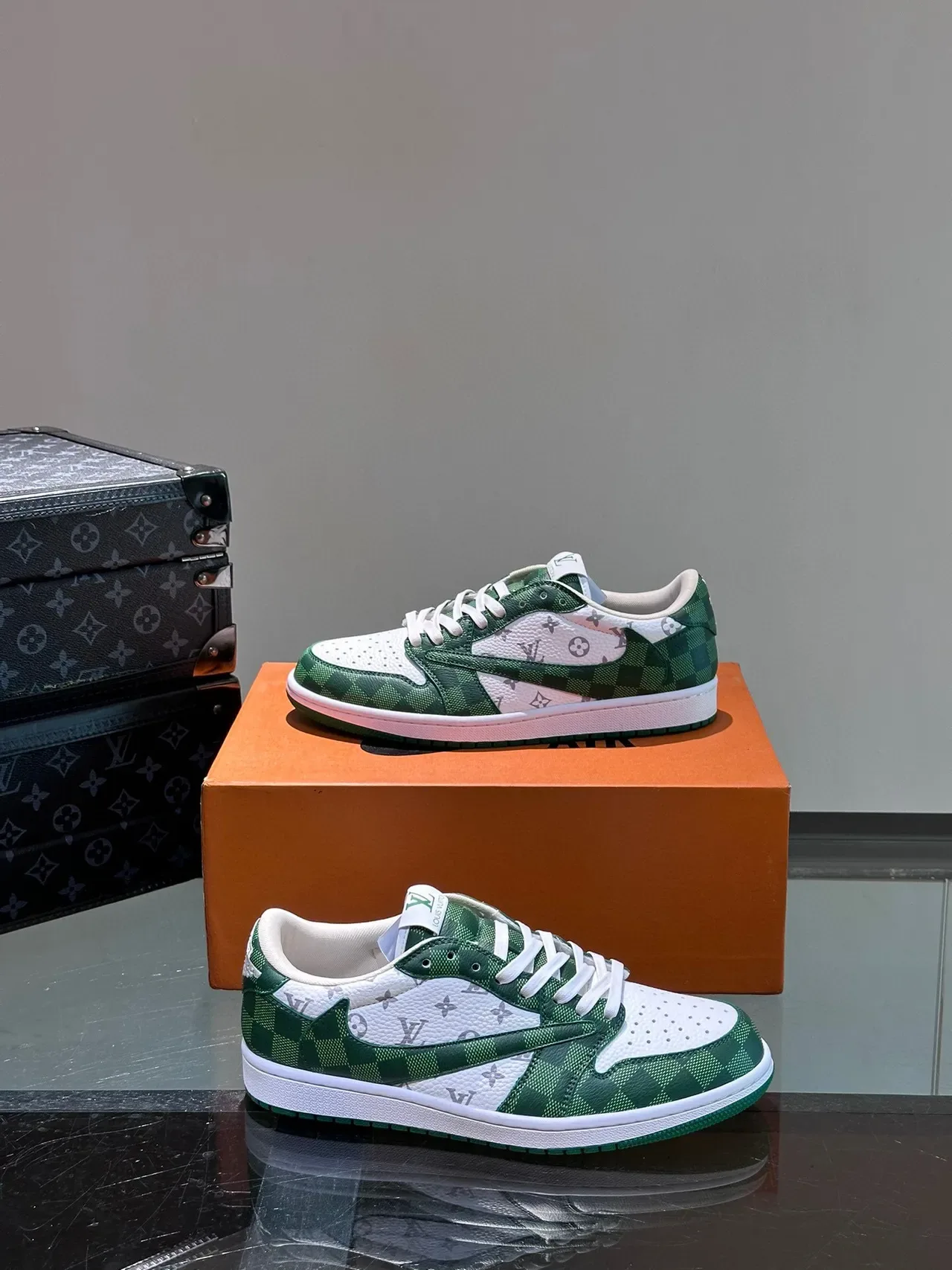Louis Vuitton LV Trainer Green White Low-Top Monogram-Print Lifestyle Sneakers 4