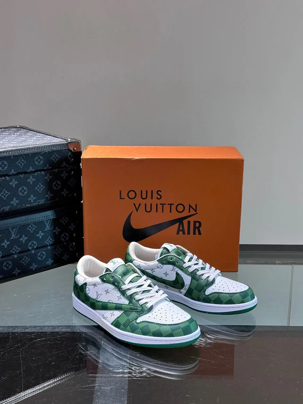 Louis Vuitton LV Trainer Green White Low-Top Monogram-Print Lifestyle Sneakers 6