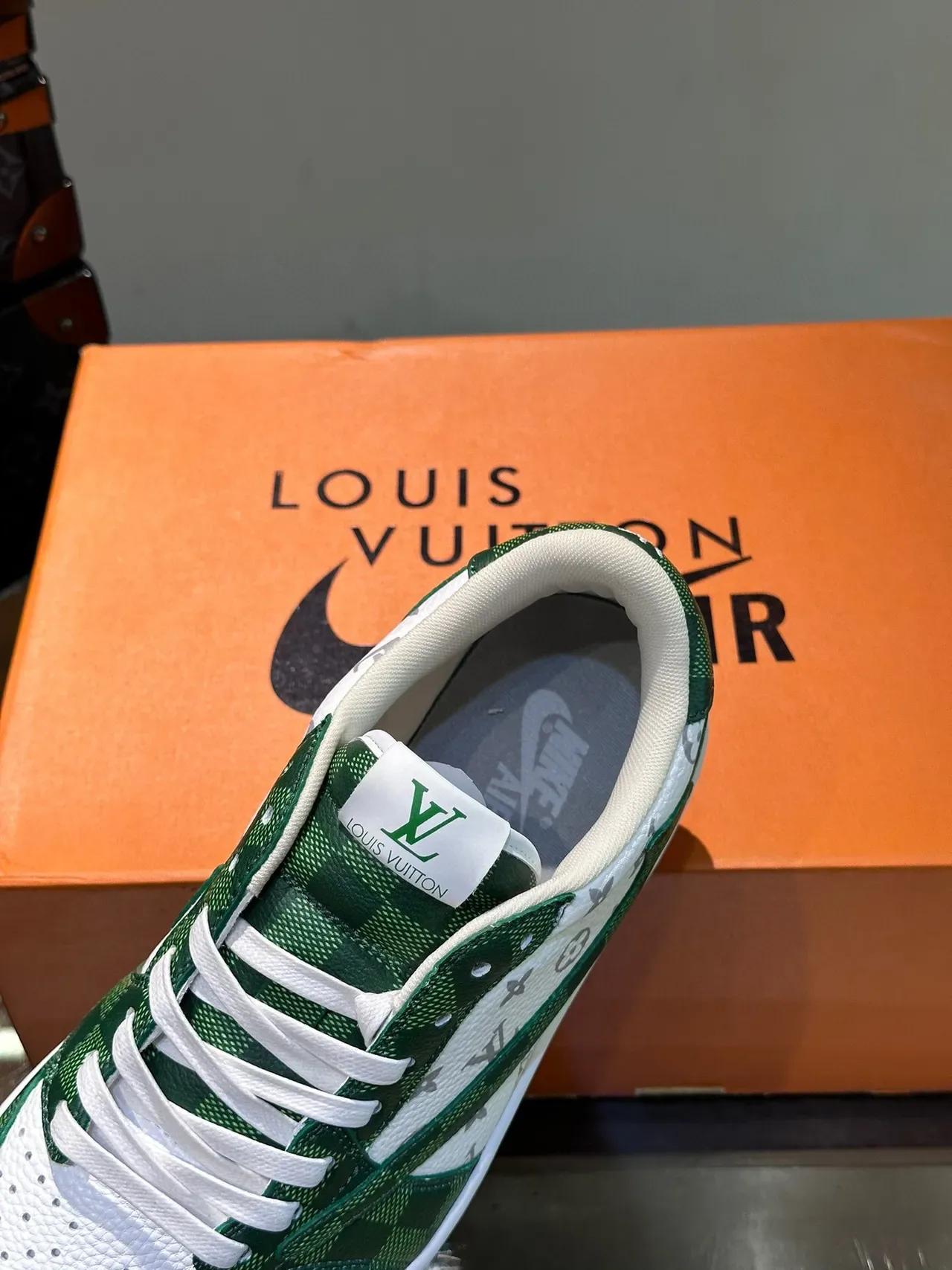 Louis Vuitton LV Trainer Green White Low-Top Monogram-Print Lifestyle Sneakers 7