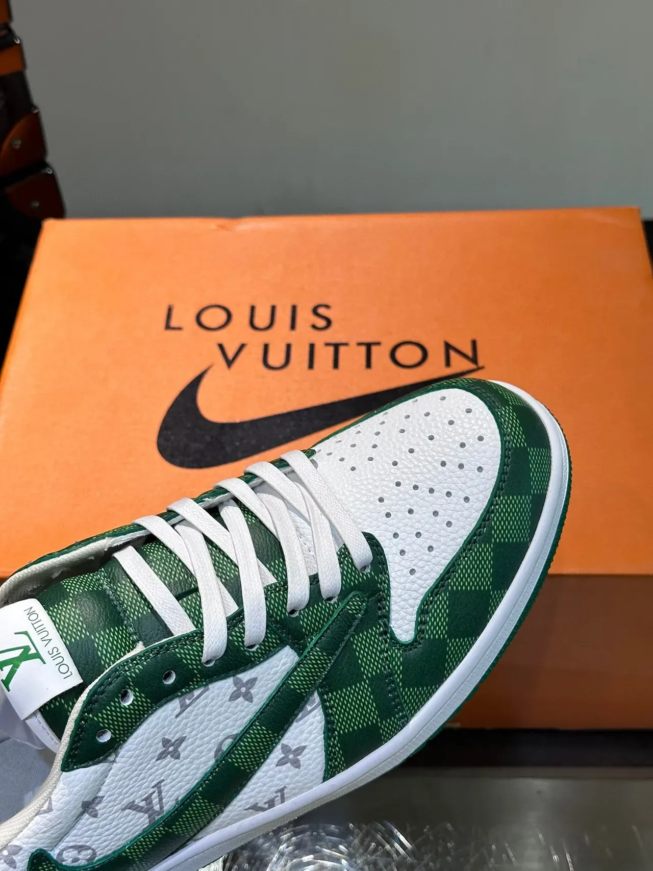 Louis Vuitton LV Trainer Green White Low-Top Monogram-Print Lifestyle Sneakers 8