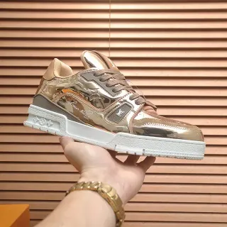 Louis Vuitton LV Trainer Metallic Rose-Gold Lifestyle Sneakers