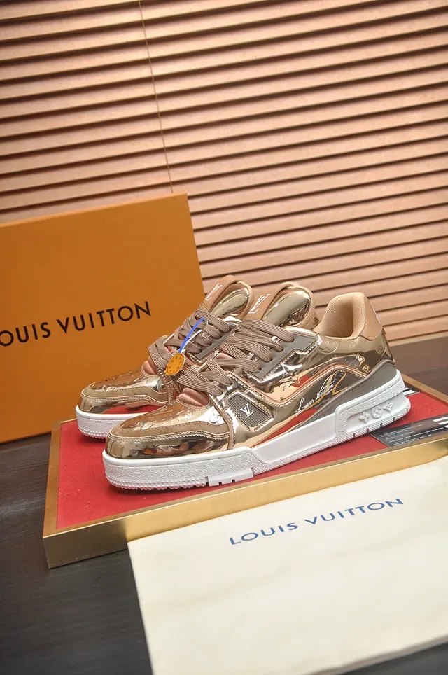 لويس فتون LV Trainer أحذية رياضية أسلوب حياة روز جولد معدني 4