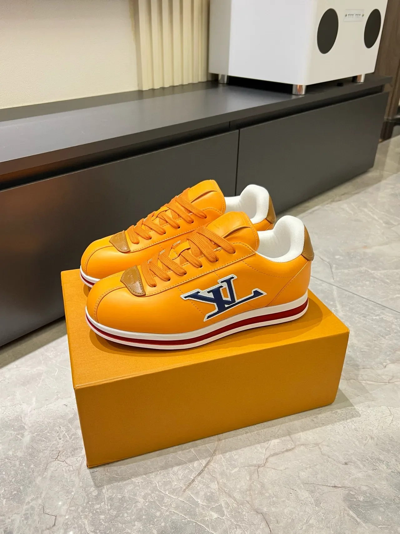 Louis Vuitton LV Trainer Orange Leather Lifestyle Sneakers 3