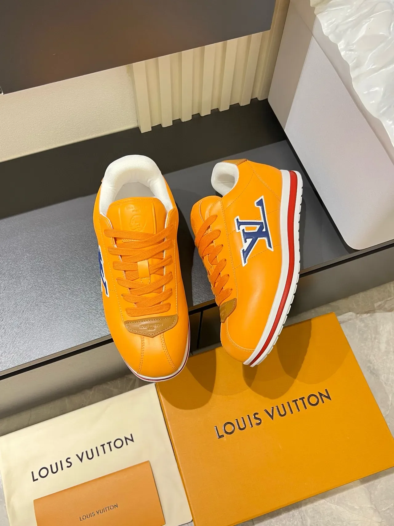 Louis Vuitton LV Trainer Orange Leather Lifestyle Sneakers 4