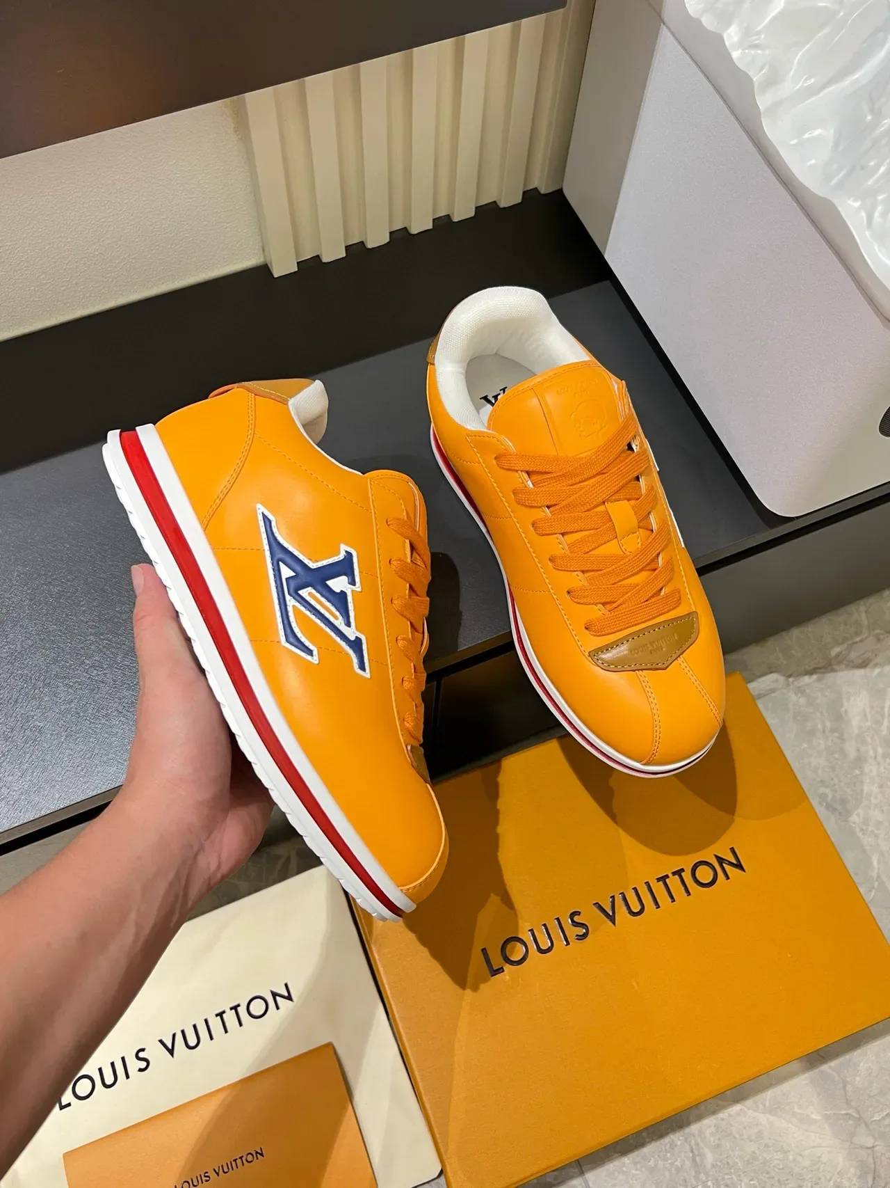 Louis Vuitton LV Trainer Orange Leather Lifestyle Sneakers 6
