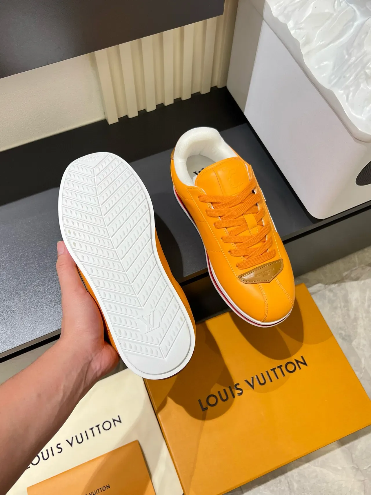 Louis Vuitton LV Trainer Orange Leather Lifestyle Sneakers 7