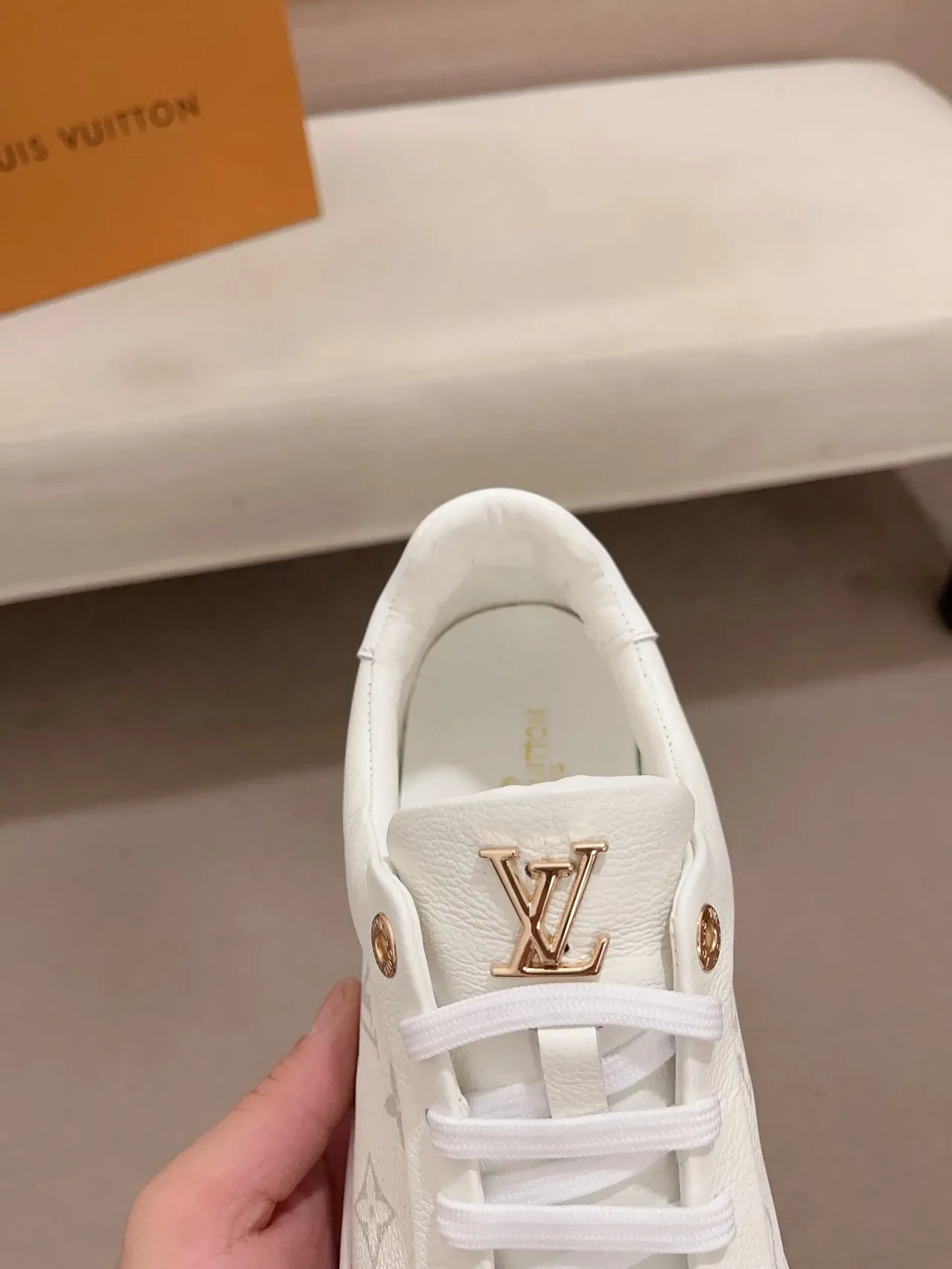 Louis Vuitton LV Trainer White Beige Monogram Leather Low-Top Lifestyle Sneakers 6
