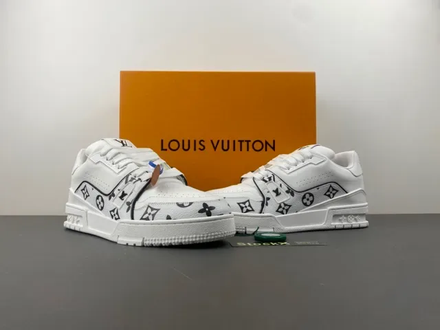Louis Vuitton LV Trainer White Black Monogram-Print Leather Sculpted Chunky Sole Lifestyle Sneakers 13