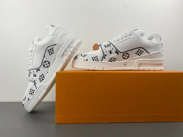Louis Vuitton LV Trainer White Black Monogram-Print Leather Sculpted Chunky Sole Lifestyle Sneakers 14