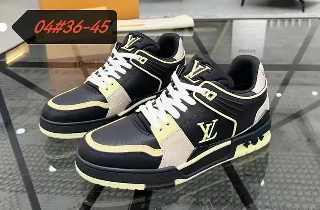 Louis Vuitton LV Trainer White Black Textured Leather Upper Monogrammed Side Panels Lifestyle Sneakers 3