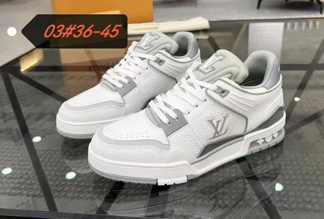 Louis Vuitton LV Trainer White Black Textured Leather Upper Monogrammed Side Panels Lifestyle Sneakers 4
