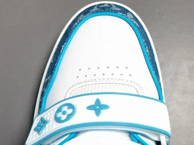 Louis Vuitton LV Trainer White Blue Monogram Denim Mesh Lifestyle Sneakers 4